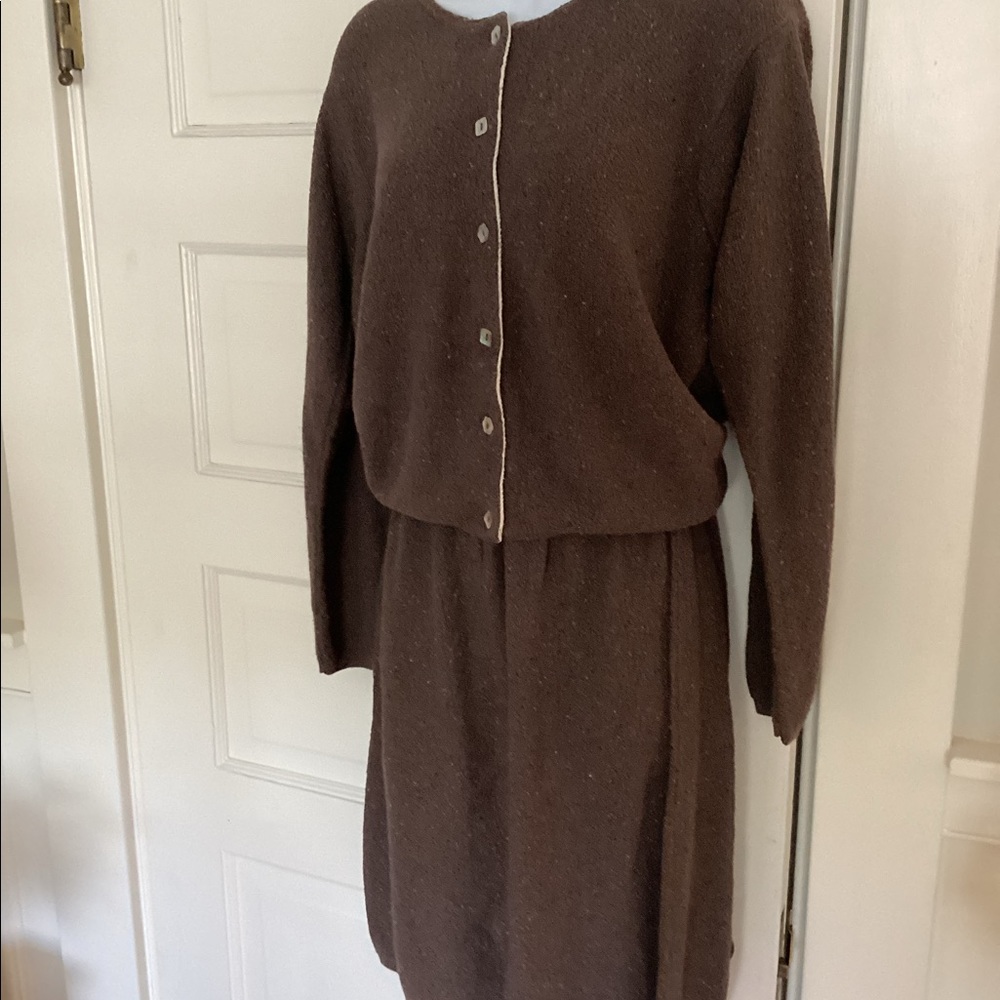 Vintage Knitted sweater and skirt soft knubby knit size med 8